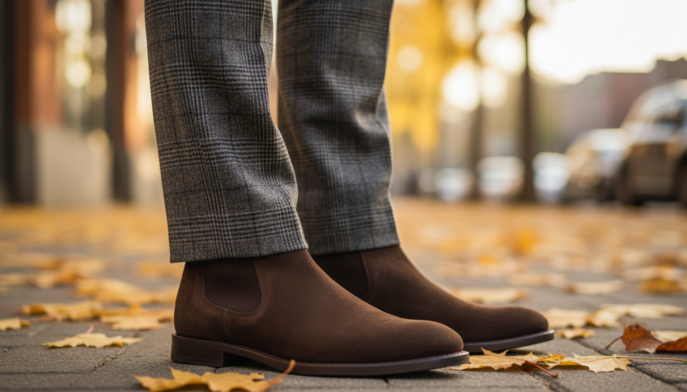 Jak łączyć męskie sztyblety ze spodniami w kratę w sezonie jesiennym?