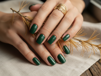 paznokcie butelkową zieleń z czym łączyć