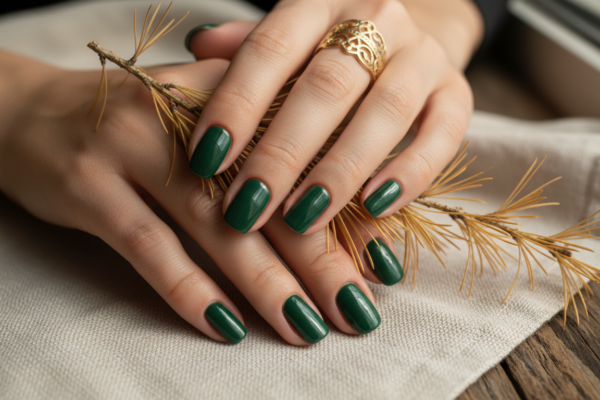 paznokcie butelkową zieleń z czym łączyć